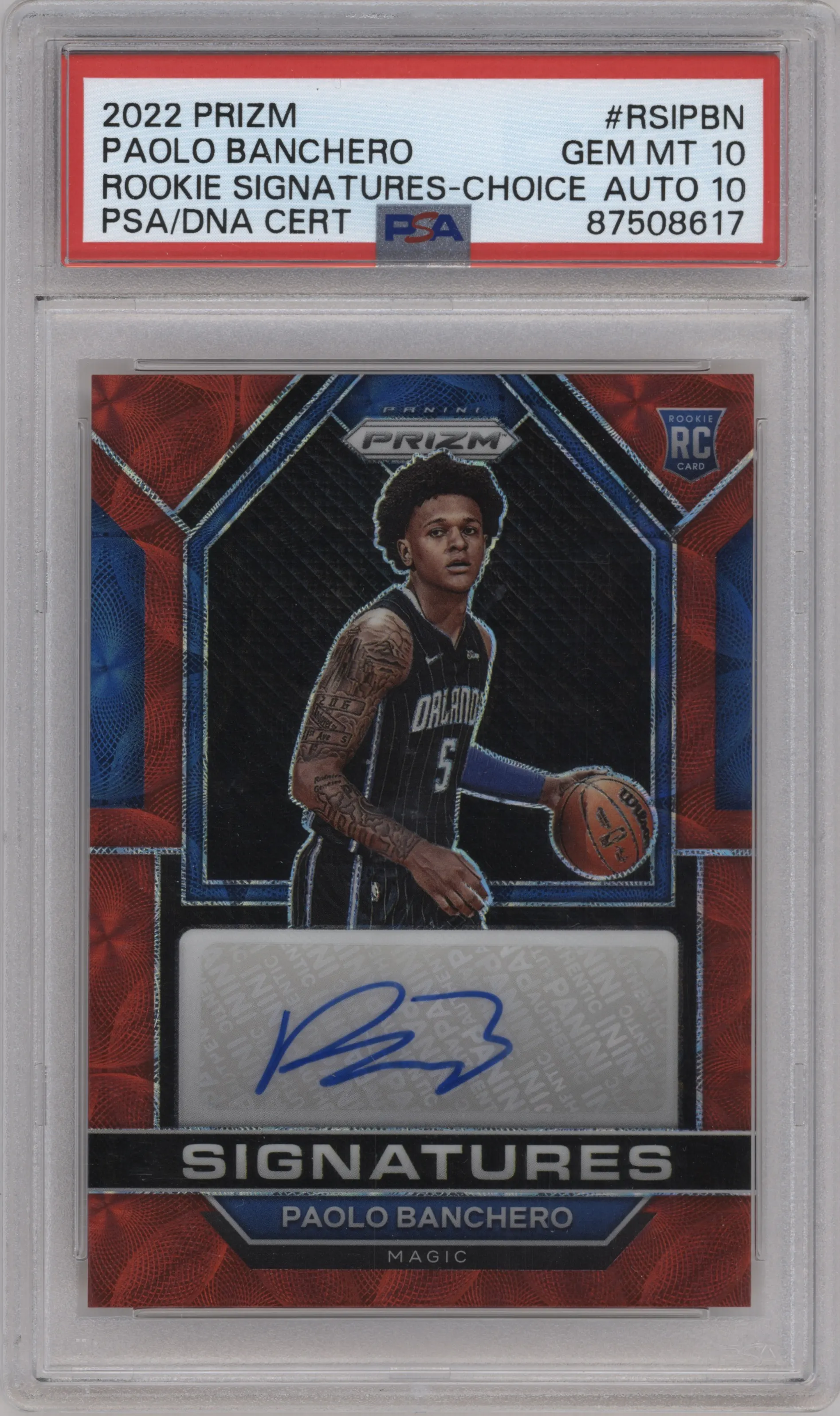 2022 Panini Prizm Rke.Sig. Paolo Banchero Choice PSA 10
