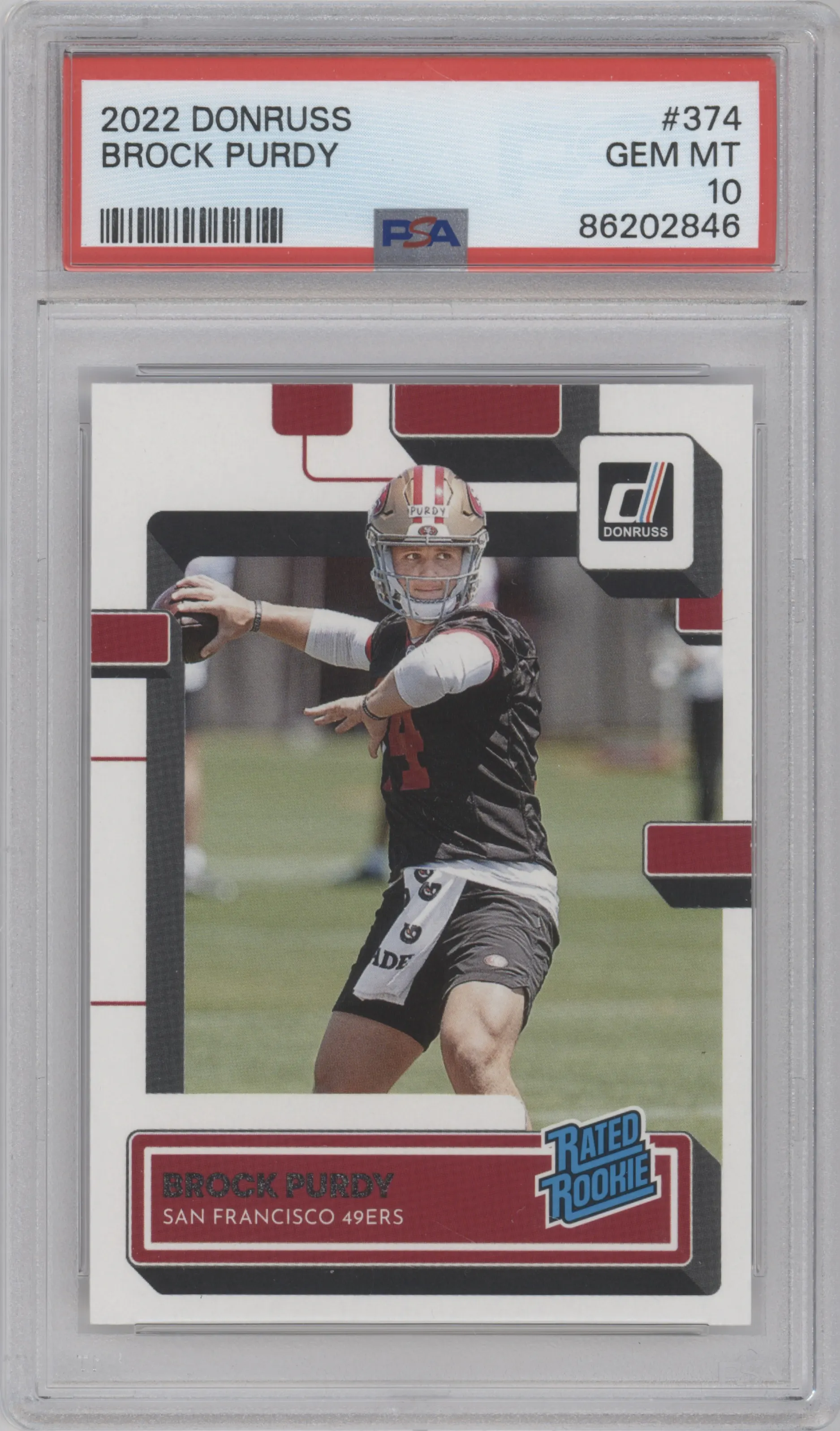 2022 Panini Donruss Rated Rookie Brock Purdy #374 PSA 10