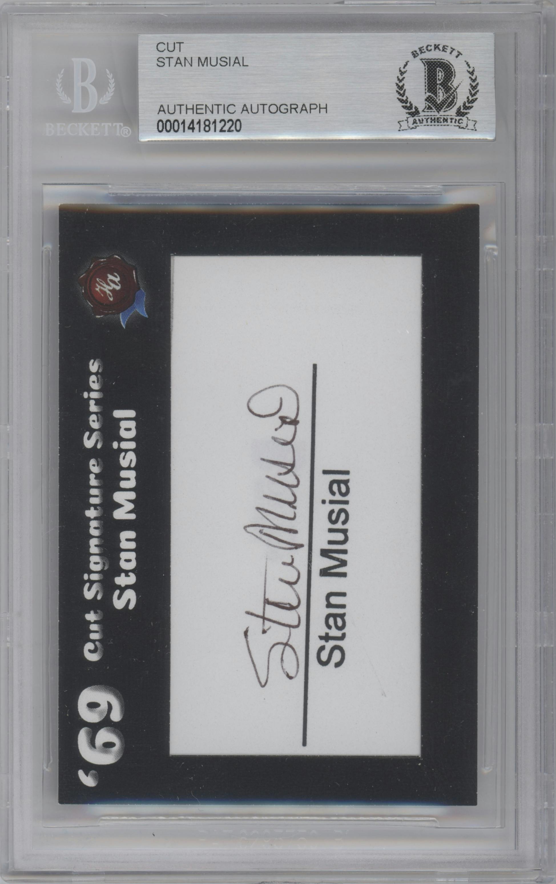 Stan Musial from the 2019 Historic Autographs 1969 set graded by Beckett.