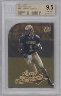 Larry Fitzgerald  from the 2004 Ultra set featuring a Gold Medallion parallel graded by Beckett and given an overall grade of 9.5.