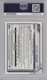 Carter Jensen from the 2021 Bowman Draft set featuring a Blue Refractor parallel graded by PSA and given an overall grade of 9.