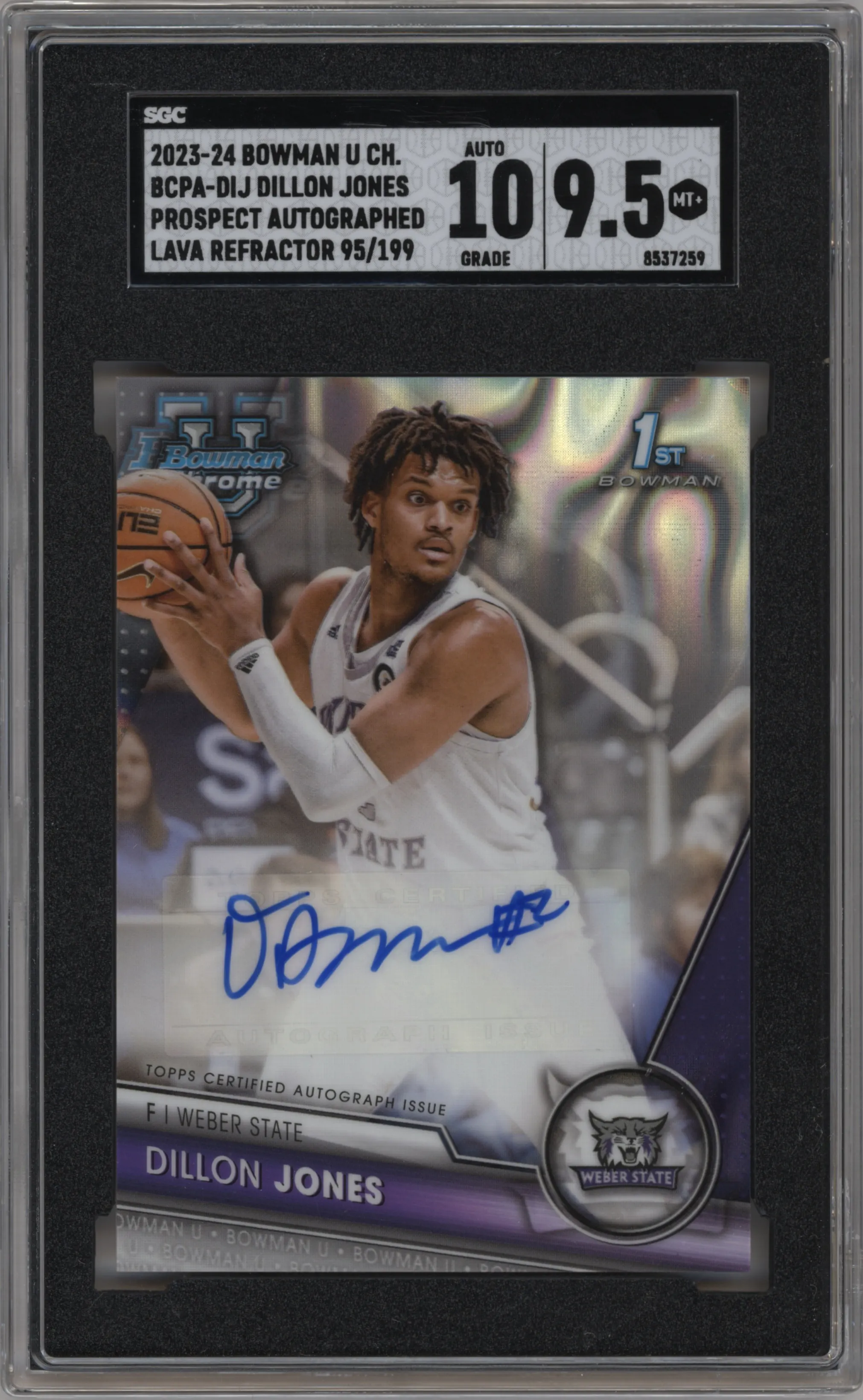 2023 Bowman U Chrome Pros.Auto Dillon Jones Lava Refractor SGC 9.5