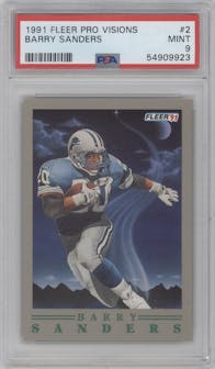 Barry Sanders  from the 1991 Fleer set graded by PSA and given an overall grade of 9.