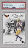 Jayden Daniels from the 2024 Panini Prestige  set graded by PSA and given an overall grade of 10.