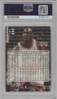 Michael Jordan from the 1997-98 Flair Showcase set graded by PSA and given an overall grade of 8.