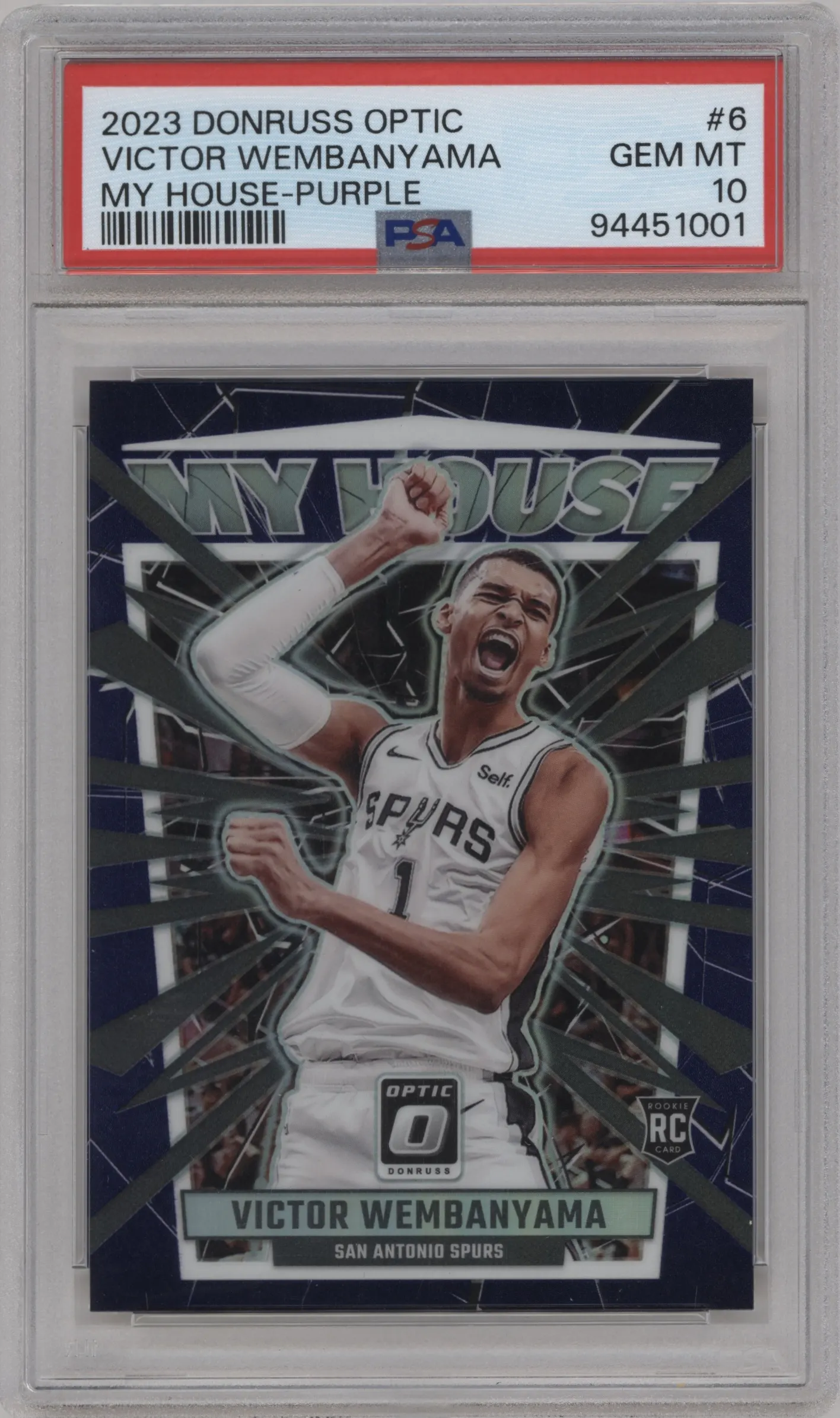 2023 Donruss Optic My House Victor Wembanyama Purple #6 PSA 10