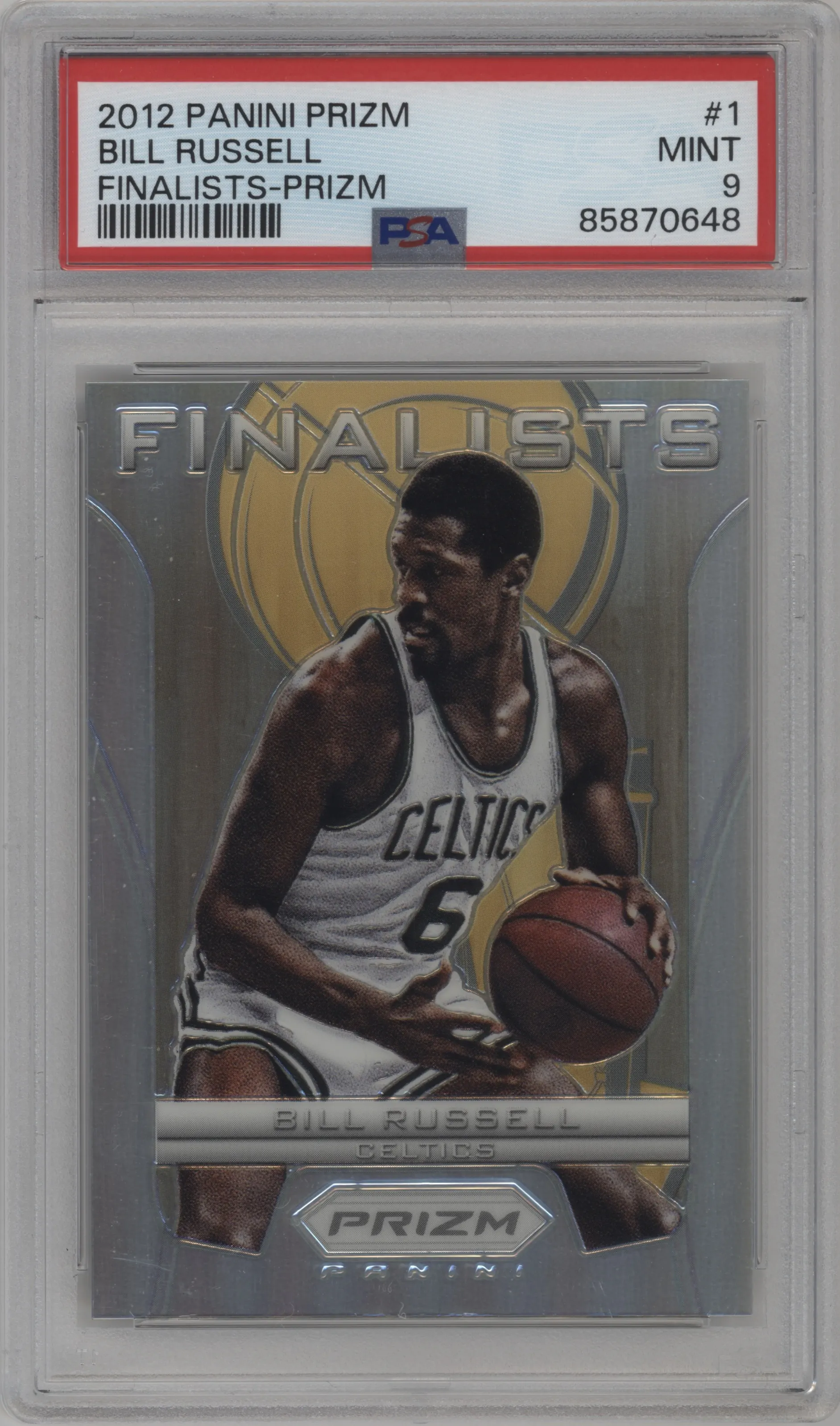 2012 Panini Prizm Finalists Bill Russell Silver Prizm #1 PSA 9
