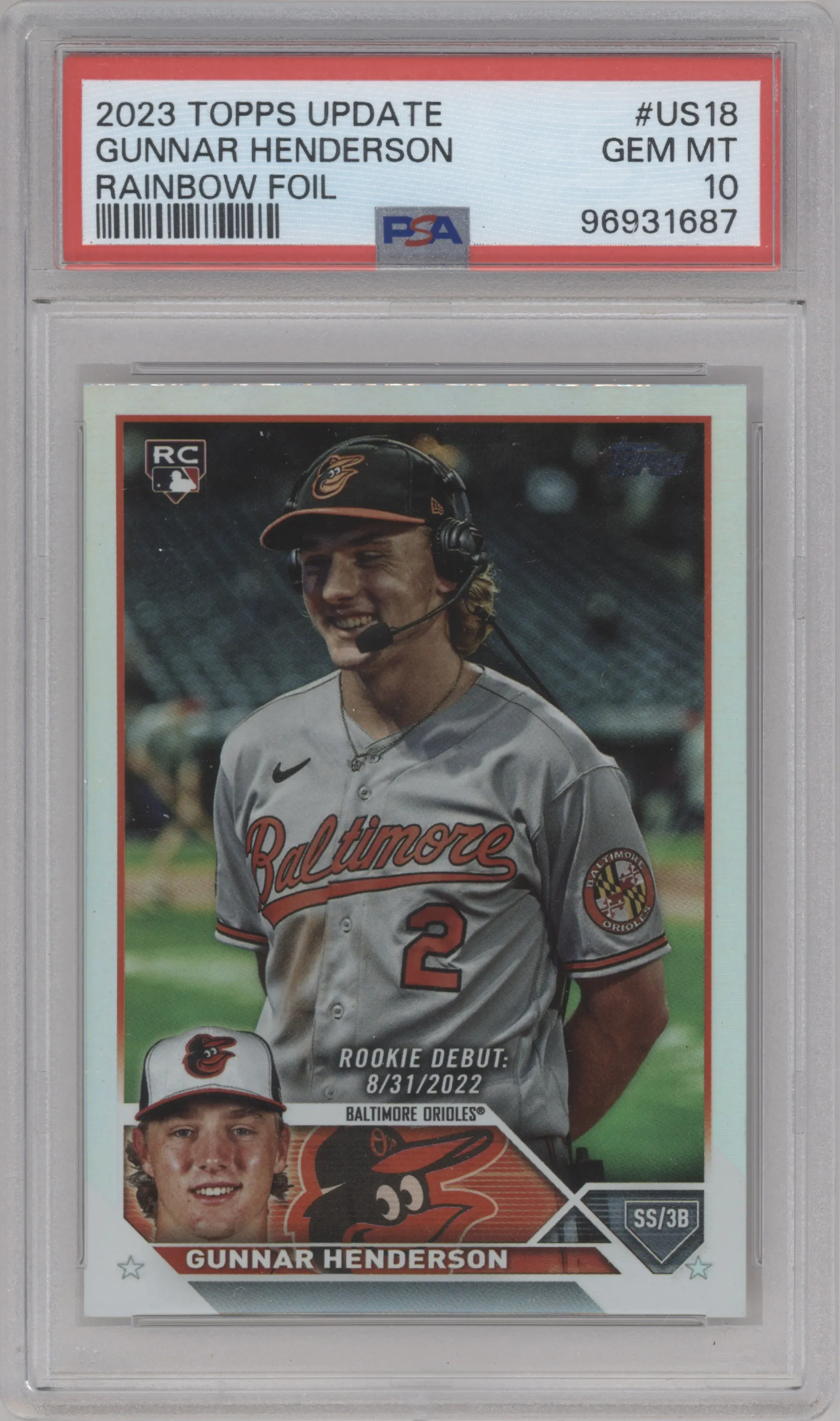2023 Topps Update Gunnar Henderson Rainbow Foil PSA 10