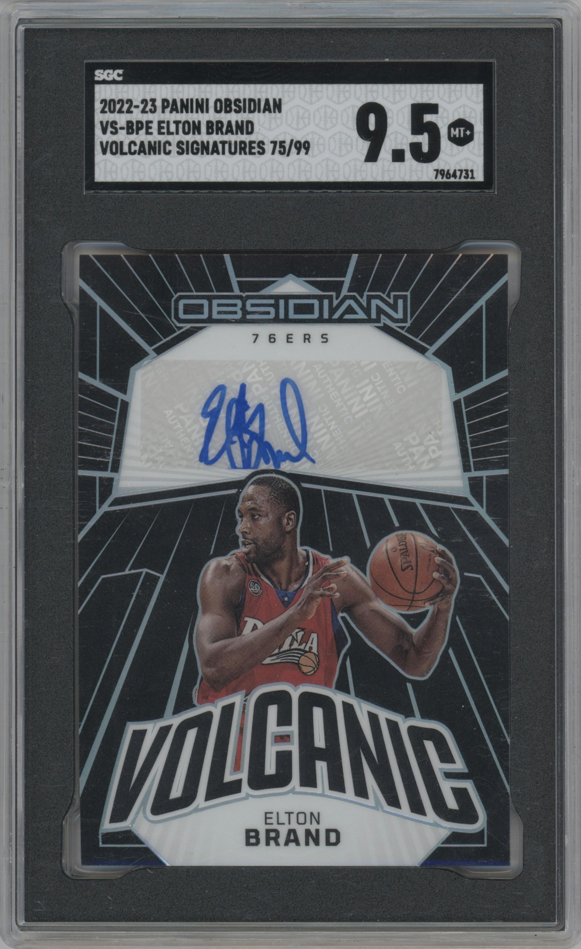 Elton Brand  from the 2022-23 Panini Obsidian set graded by SGC and given an overall grade of 9.5.
