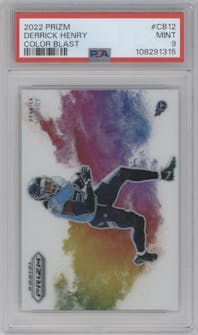 Derrick Henry from the 2022 Panini Prizm set graded by PSA and given an overall grade of 9.