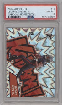 Michael Penix Jr. from the 2024 Panini Absolute set graded by PSA and given an overall grade of 10.