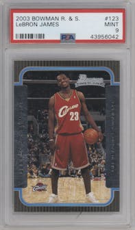 LeBron James  from the 2003-04 Bowman set graded by PSA and given an overall grade of 9.