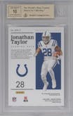 Jonathan Taylor from the 2020 Panini Encased set graded by Beckett and given an overall grade of 9.5.