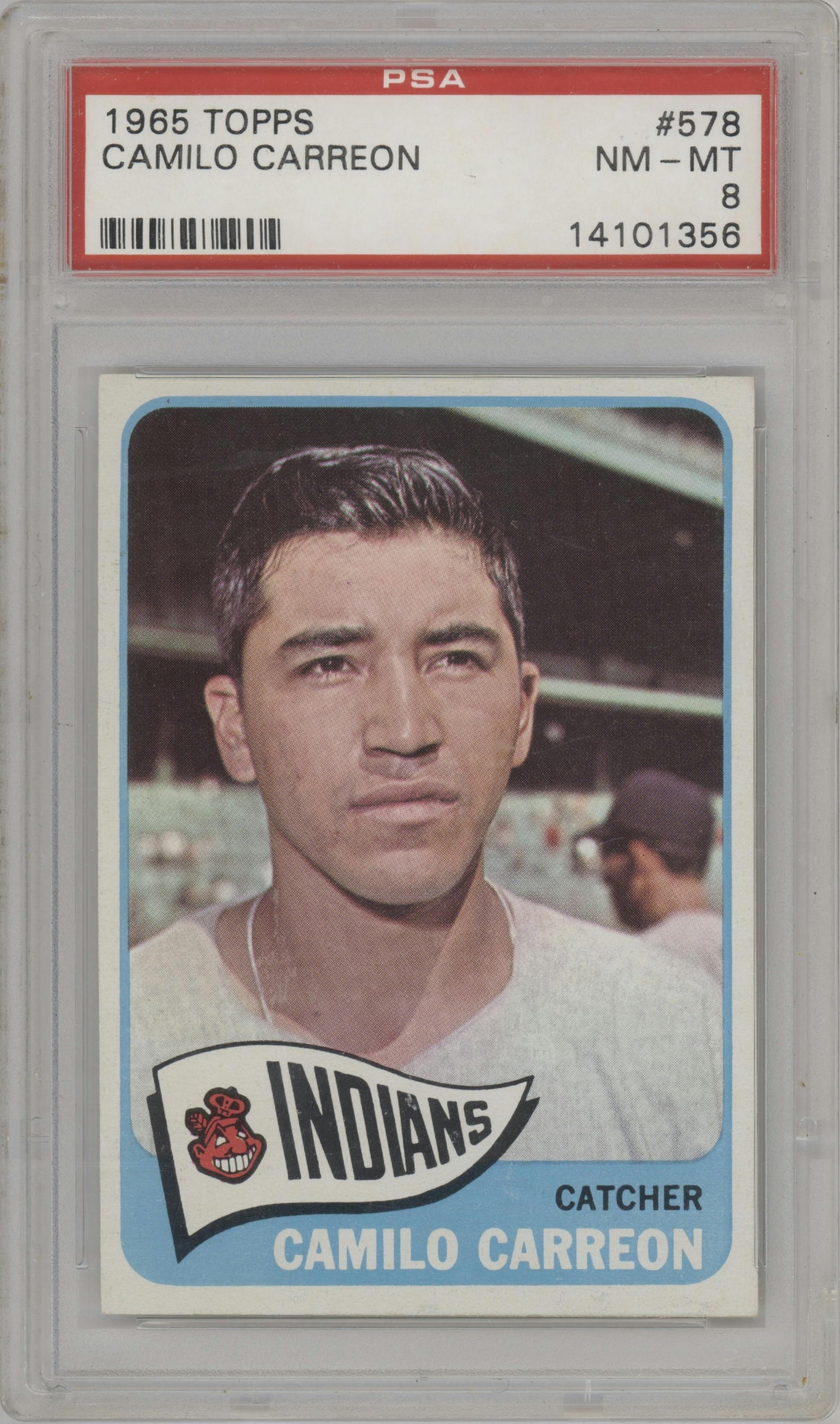 Camilo Carreon from the 1965 Topps set graded by PSA and given an overall grade of 8.