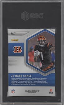 Ja'Marr Chase from the 2021 Panini Mosaic set graded by SGC and given an overall grade of 9.5.