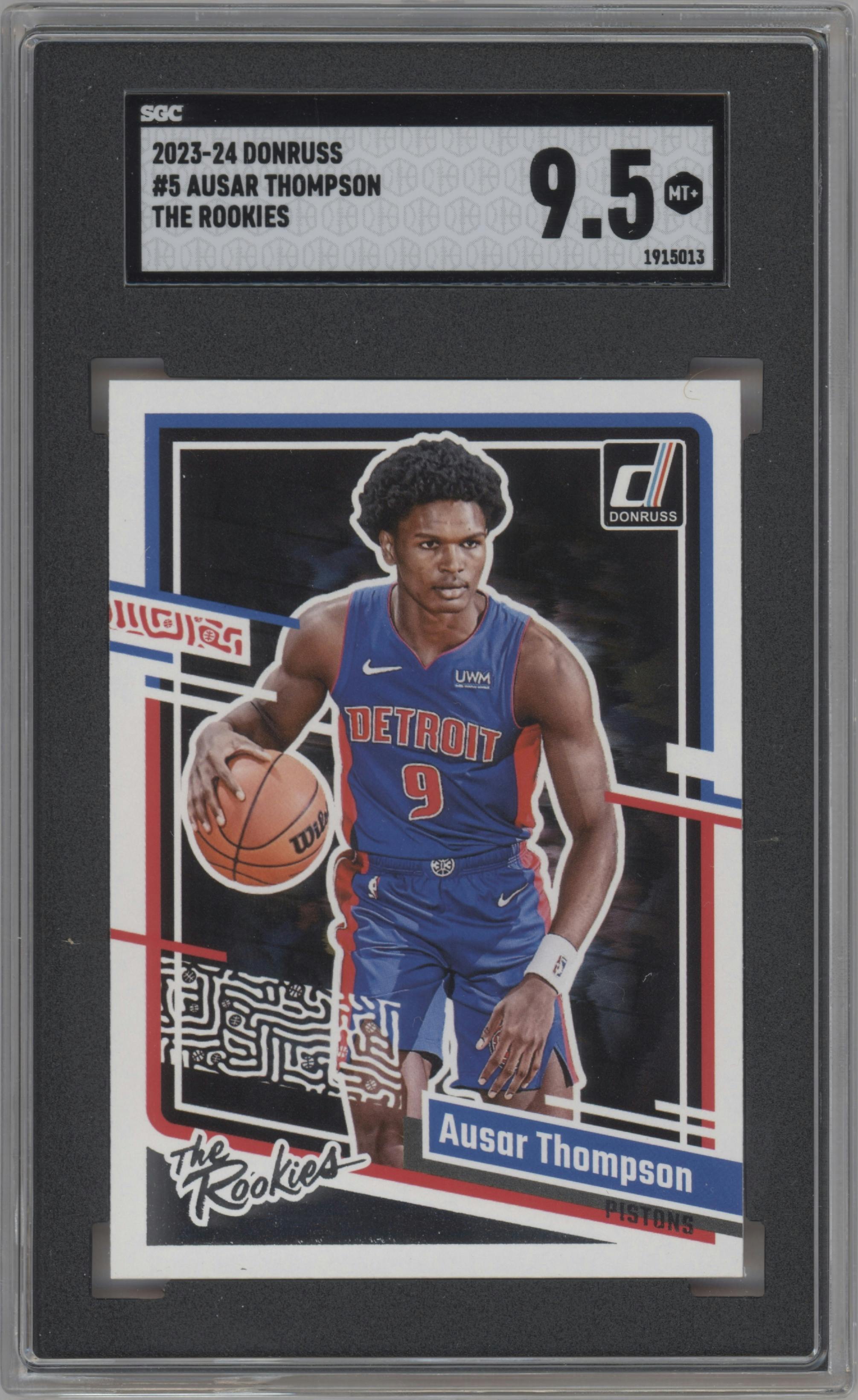 Ausar Thompson from the 2023-24 Panini Donruss set graded by SGC and given an overall grade of 9.5.