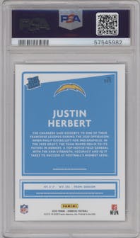 Justin Herbert from the 2020 Panini Donruss set graded by PSA and given an overall grade of 10.