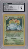 Venusaur from the 1999 Pokemon set graded by CSG and given an overall grade of 9.