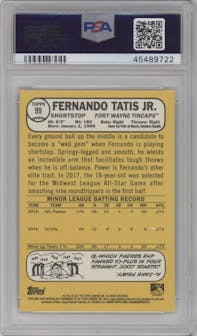 Fernando Tatis Jr. from the 2017 Topps Heritage Minor League set graded by PSA and given an overall grade of 10.