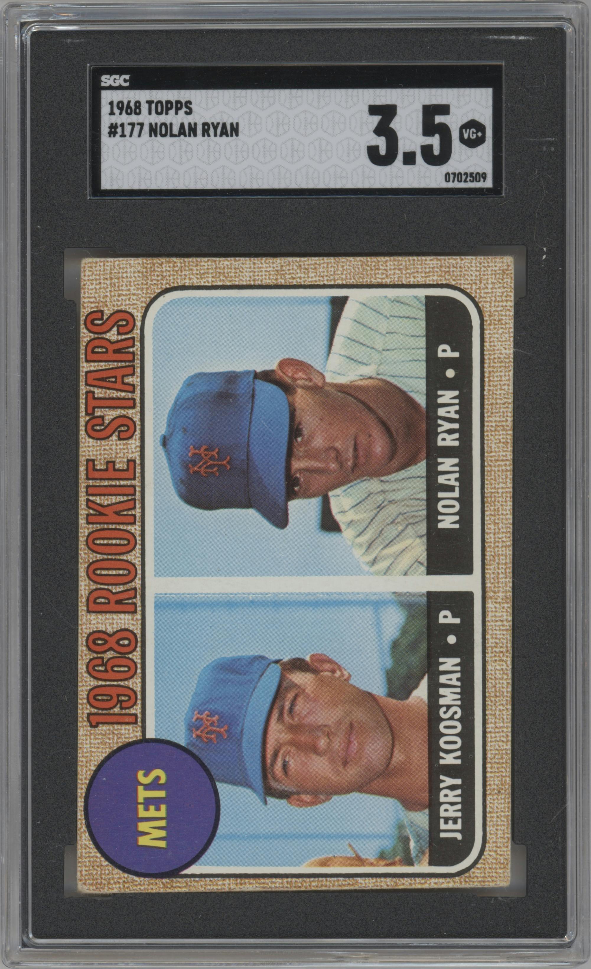 Jerry Koosman/Nolan Ryan from the 1968 Topps set graded by SGC and given an overall grade of 3.5.