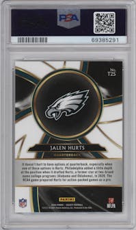 Jalen Hurts from the 2020 Panini Select set graded by PSA and given an overall grade of 10.