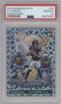 C.J. Stroud  from the 2023 Donruss Optic set graded by PSA and given an overall grade of 10.