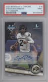 Shedeur Sanders from the 2023 Bowman Chrome University set graded by PSA and given an overall grade of 9.