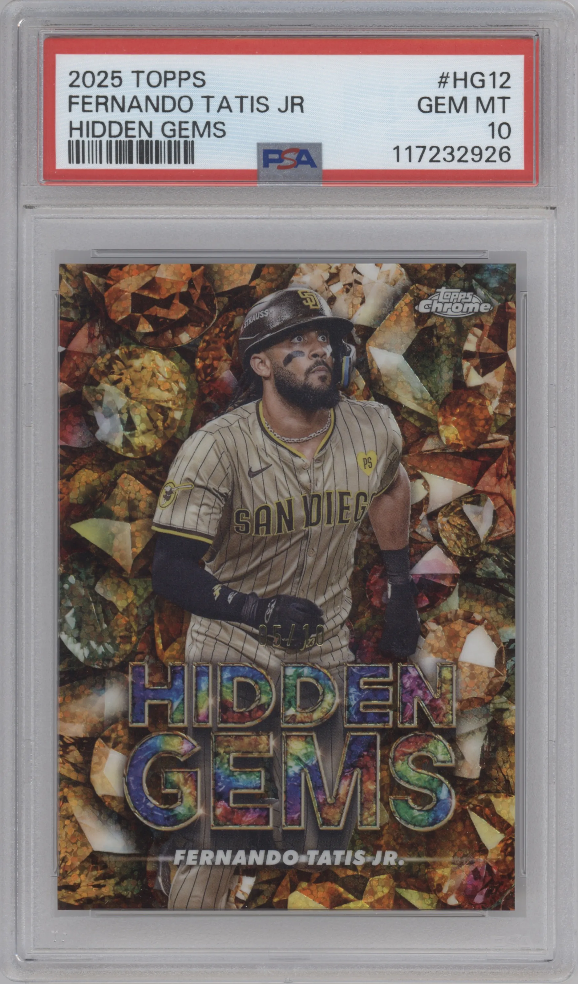2025 Topps Hidden Gems Fernando Tatis Jr. Amber #HG-12 PSA 10