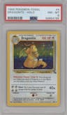 Dragonite from the 1999 Pokemon set graded by PSA and given an overall grade of 8.