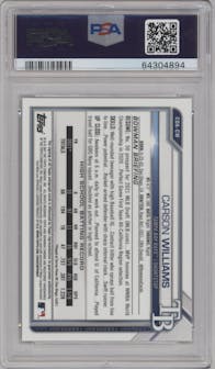 Carson Williams from the 2021 Bowman Draft set graded by PSA and given an overall grade of 10.