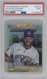 Jackson Chourio from the 2024 Bowman Chrome set graded by PSA and given an overall grade of 9.