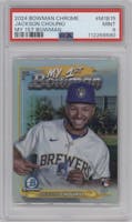 Jackson Chourio from the 2024 Bowman Chrome set graded by PSA and given an overall grade of 9.