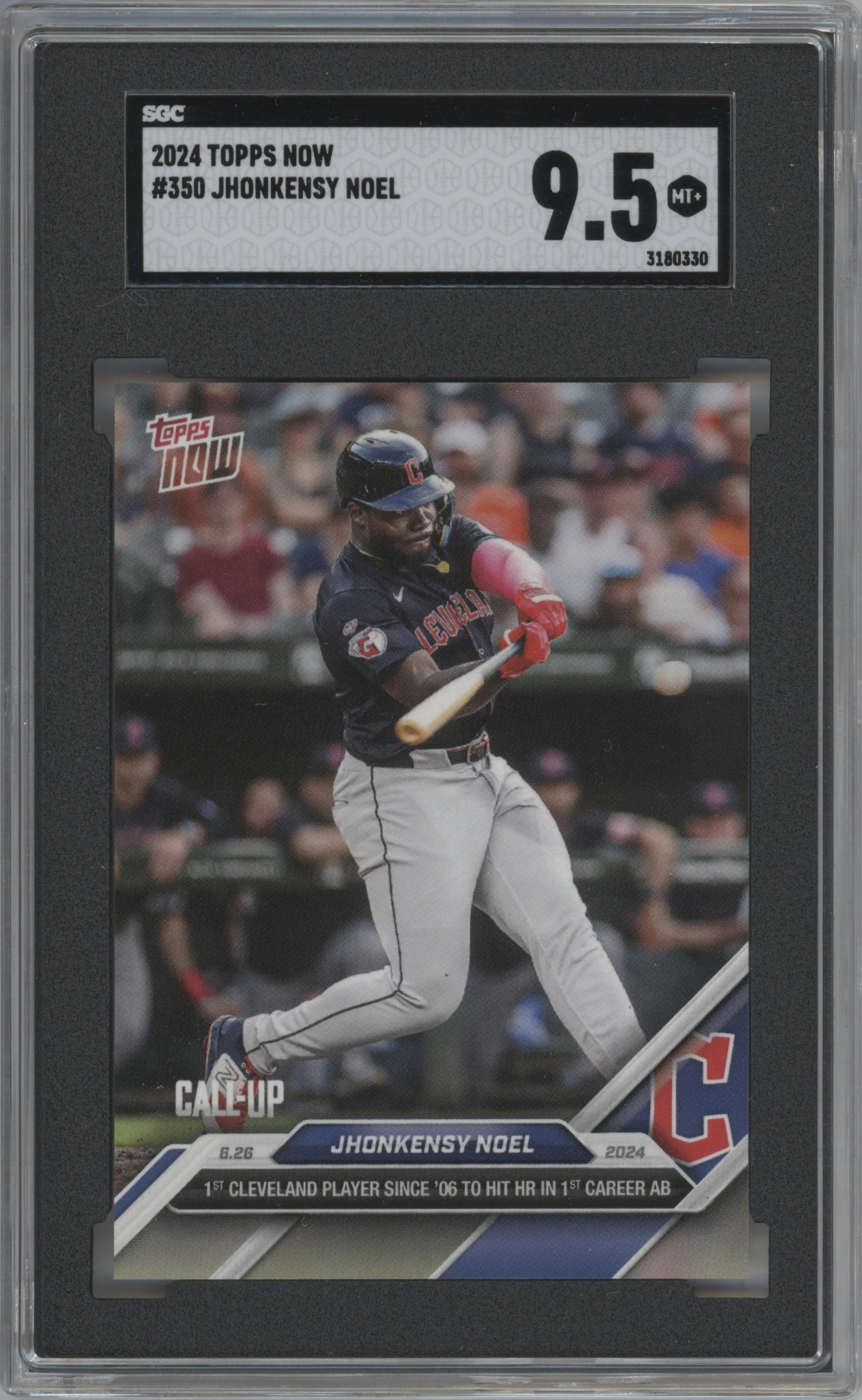 Jhonkensy Noel from the 2024 Topps Now set graded by SGC and given an overall grade of 9.5.