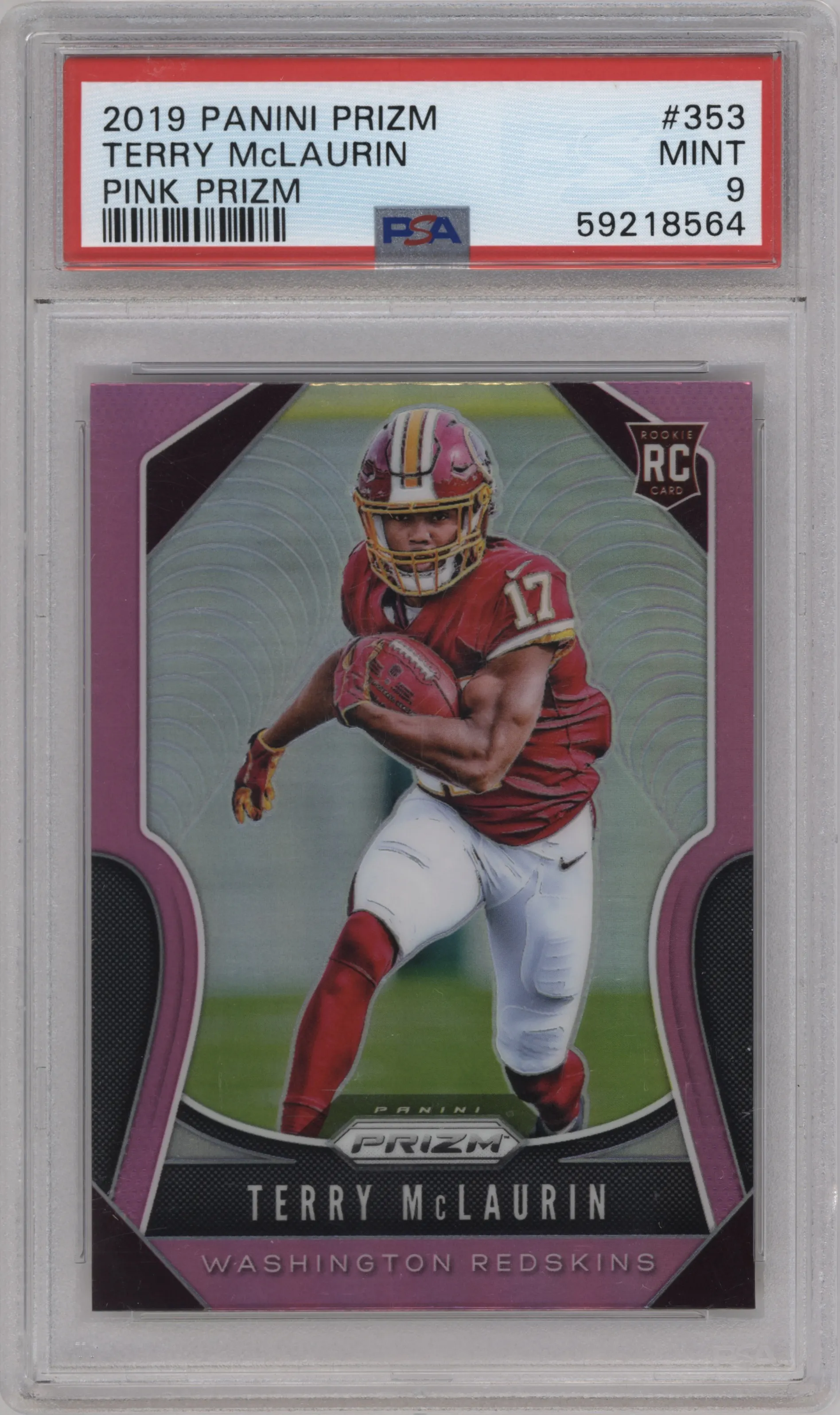 2019 Panini Prizm Terry McLaurin Pink Prizm #353 PSA 9