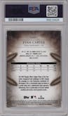 Evan Carter from the 2024 Bowman set featuring a Gold Refractors parallel graded by PSA and given an overall grade of 10.