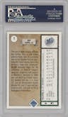 Ken Griffey Jr. from the 1989 Upper Deck set graded by PSA and given an overall grade of 10.
