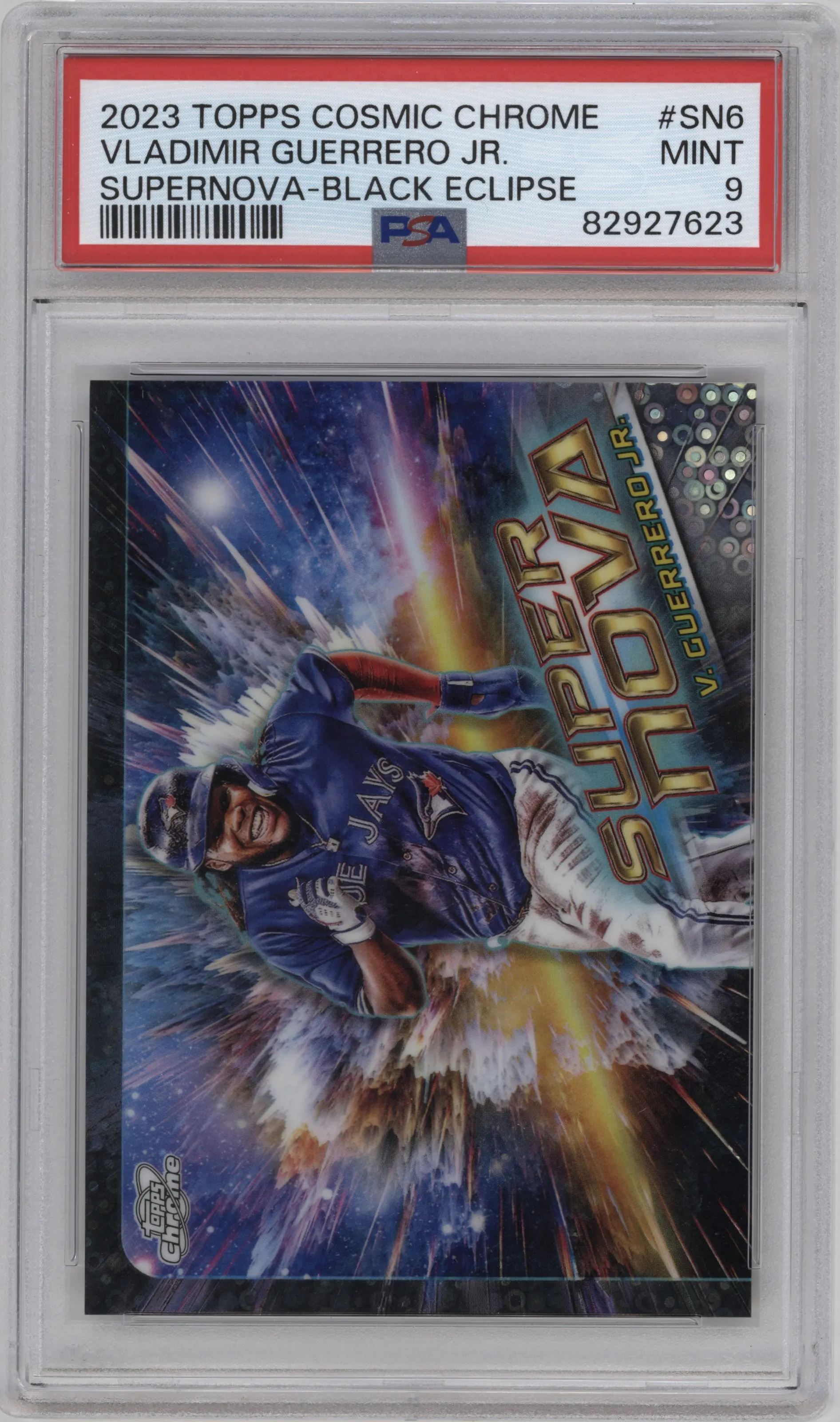 2023 Topps Cosmic Chrome Supernova Vladimir Guerrero Jr. Black Eclipse Refractor #SN-6 PSA 9