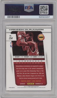 Hakeem Olajuwon from the 2013-14 Panini Prizm set featuring a Red Prizm parallel graded by PSA and given an overall grade of 10.