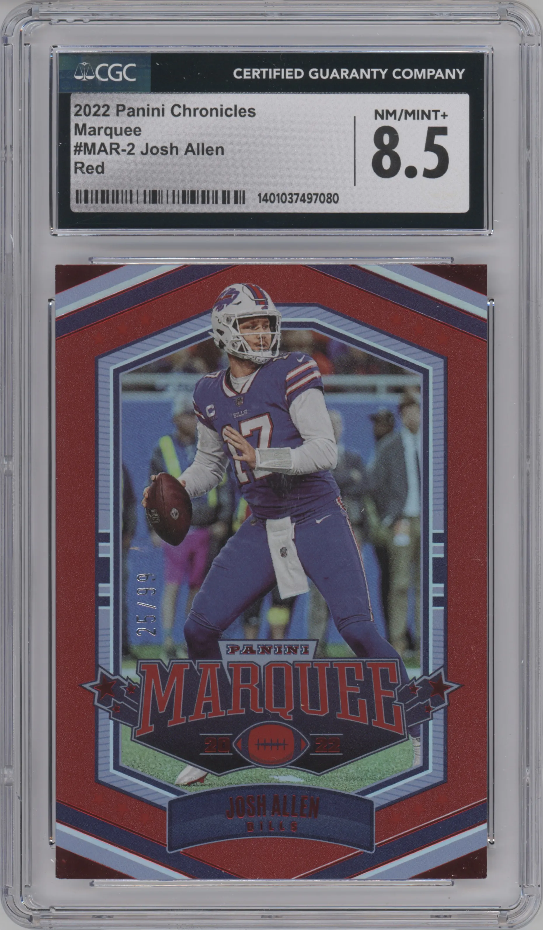 2022 Panini Chronicles Marquee Josh Allen Red CGC 8.5