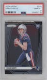 Drake Maye from the 2024 Panini Prizm set graded by PSA and given an overall grade of 10.