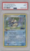 Vaporeon from the 2005 Pokemon EX set graded by PSA and given an overall grade of 9.