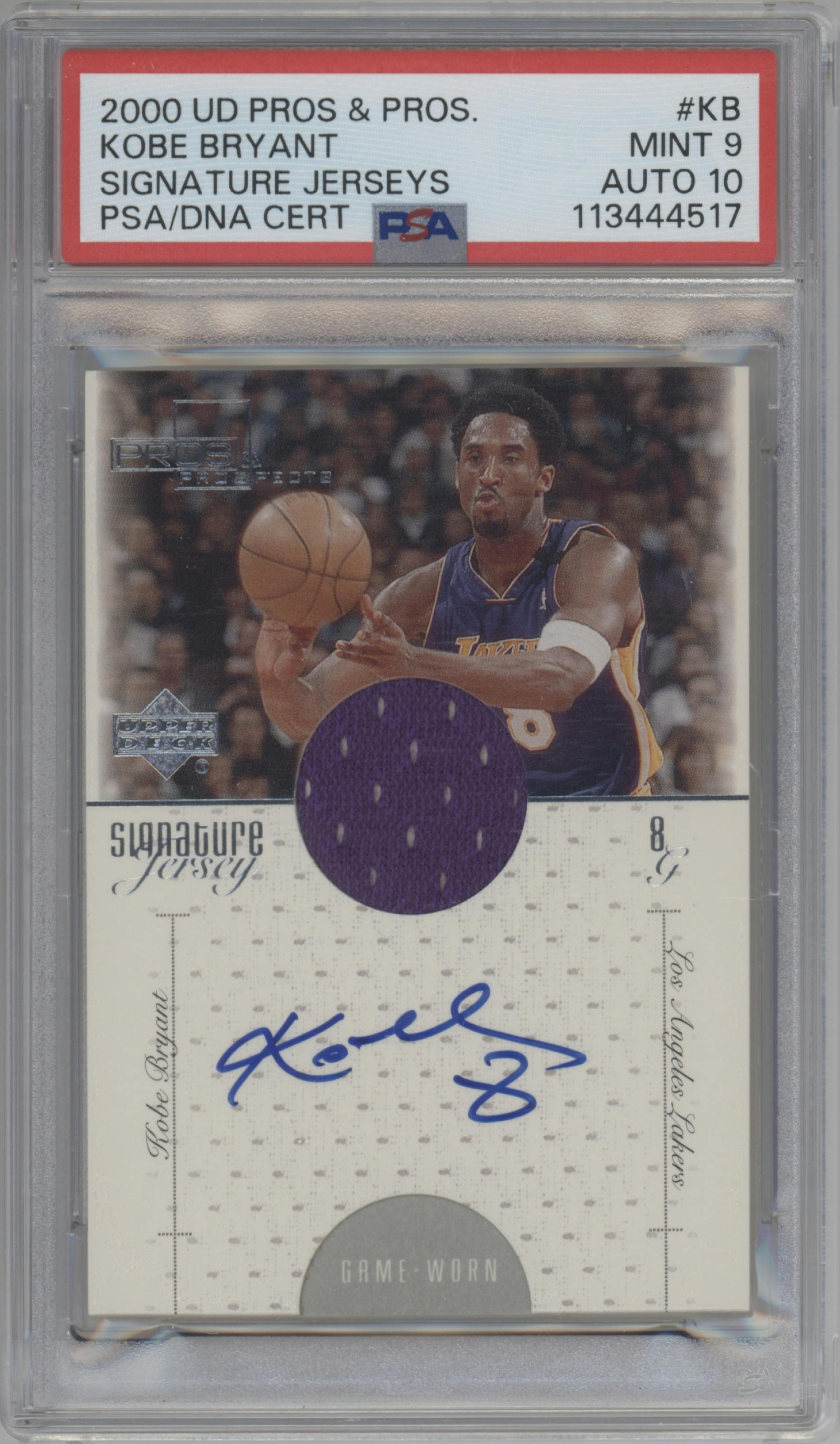 Kobe Bryant from the 2000-01 Upper Deck Pros & Prospects  set graded by PSA and given an overall grade of 9.