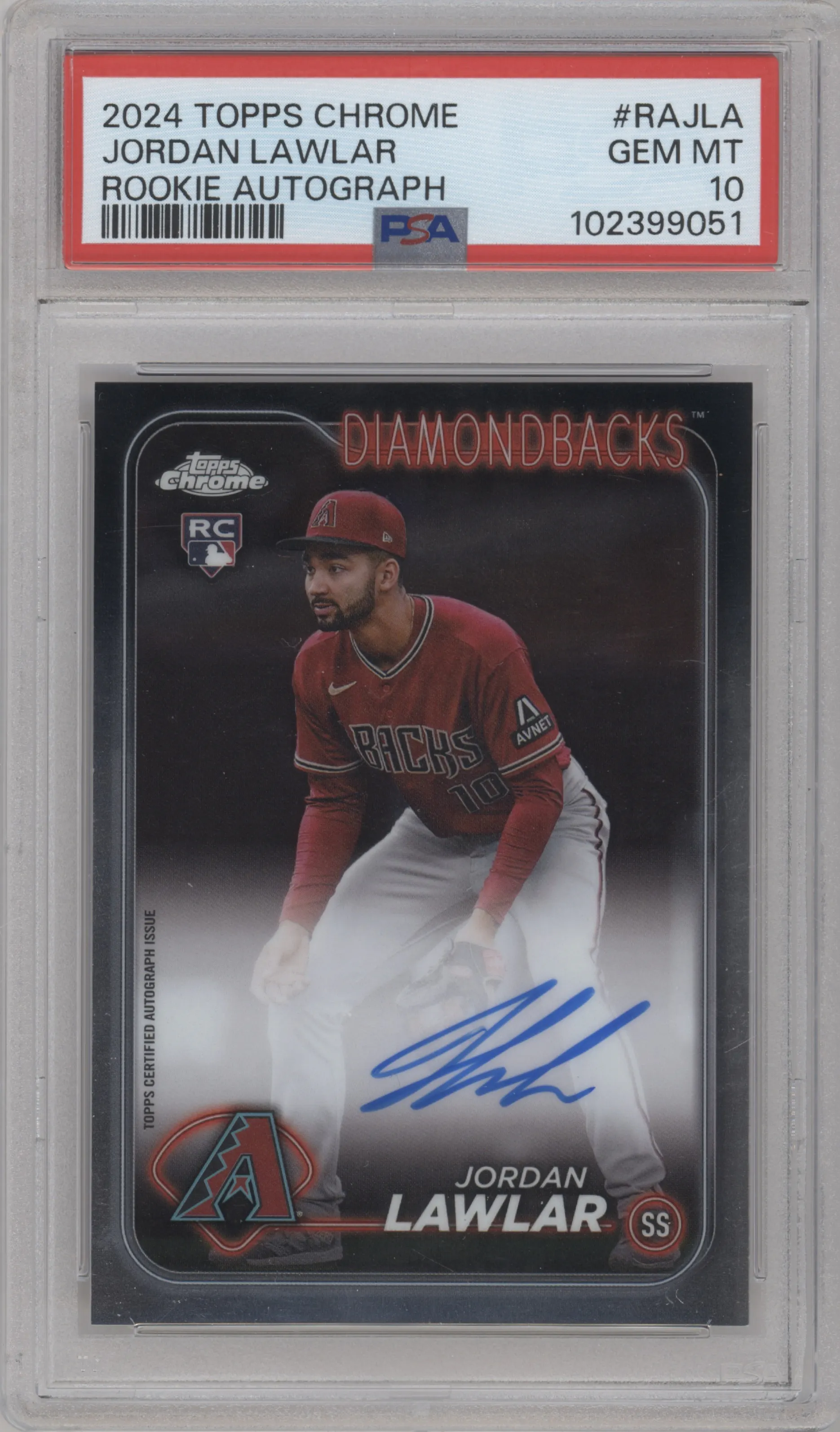 2024 Topps Chrome Rke.Auto Jordan Lawlar PSA 10