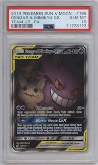 Gengar & Mimikyu GX from the 2019 Pokemon S&M  set graded by PSA and given an overall grade of 10.
