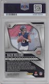 Caleb Williams from the 2024 Panini Prizm set featuring a Silver Prizm parallel graded by PSA and given an overall grade of 8.