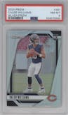 Caleb Williams from the 2024 Panini Prizm set featuring a Silver Prizm parallel graded by PSA and given an overall grade of 8.