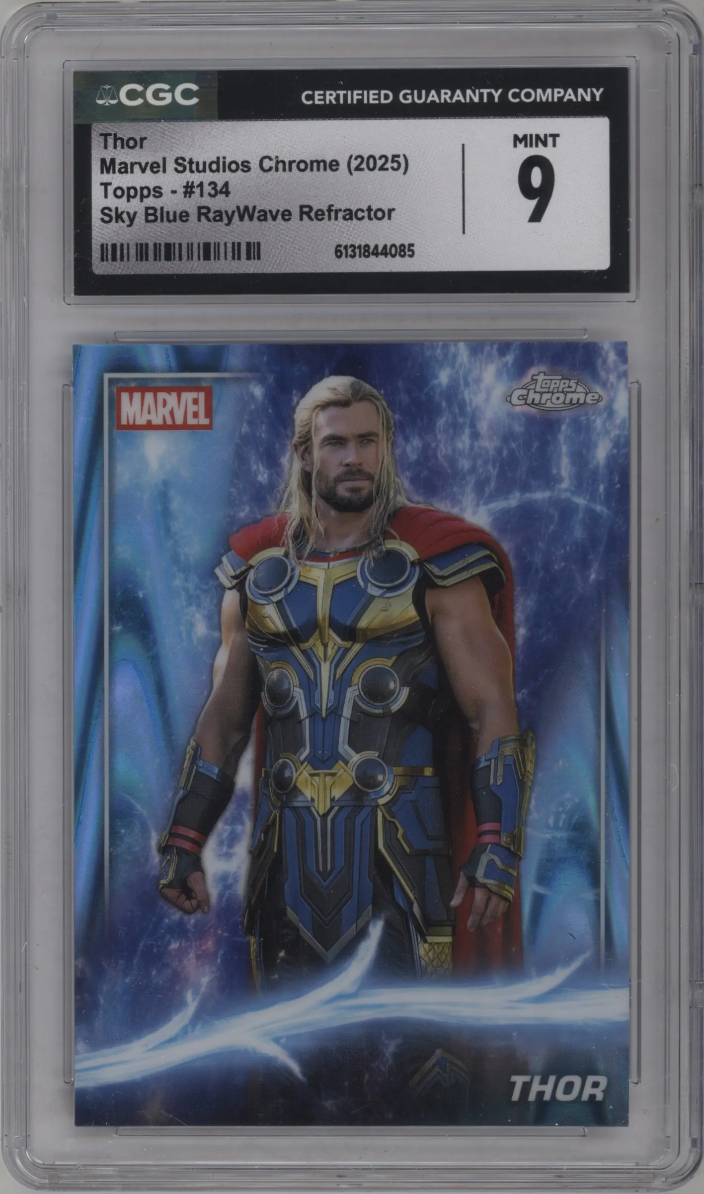 2025 Topps Chrome Marvel Studios Thor Sky Blue RayWave Refractor #134 CGC 9
