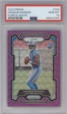 Hendon Hooker from the 2023 Panini Prizm set featuring a Purple Wave parallel graded by PSA and given an overall grade of 10.