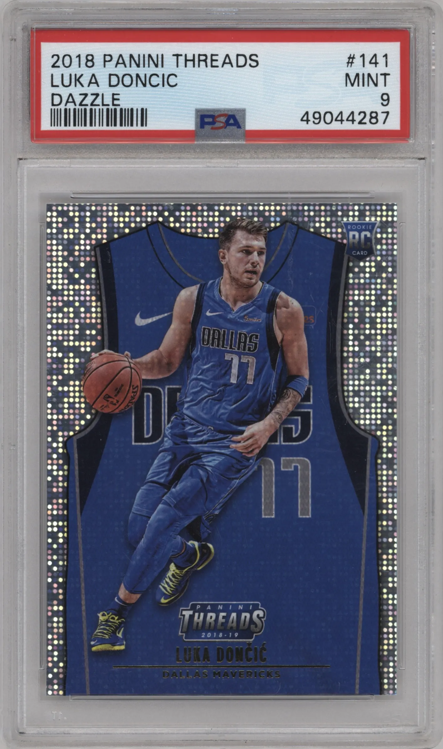 2018 Panini Threads Rke.Icon Jrsy. Luka Doncic Dazzle PSA 9