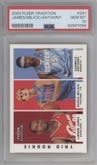 Lebron James/Darko Milicic/Carmelo Anthony from the 2003-04 Fleer Tradition set graded by PSA and given an overall grade of 10.